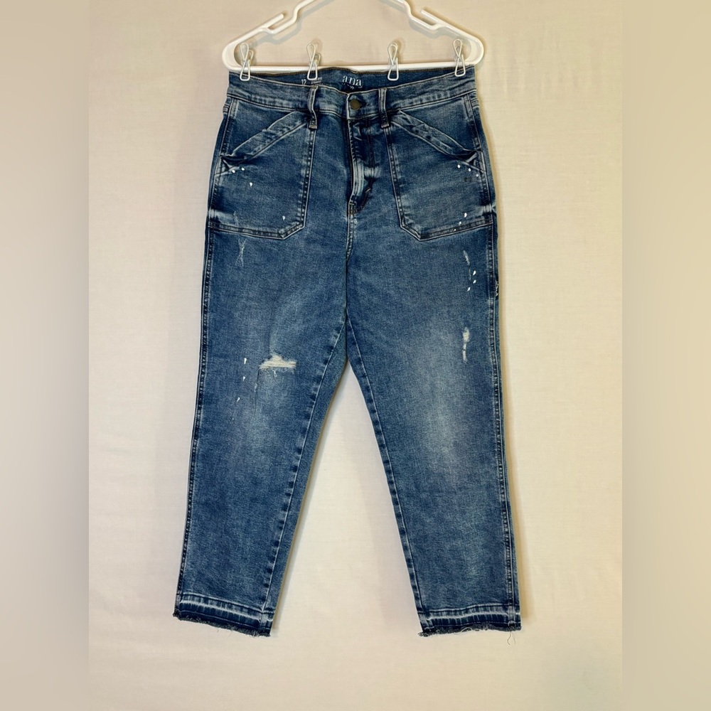 a.n.a Blue Relaxed Jeans with Distressed Details
